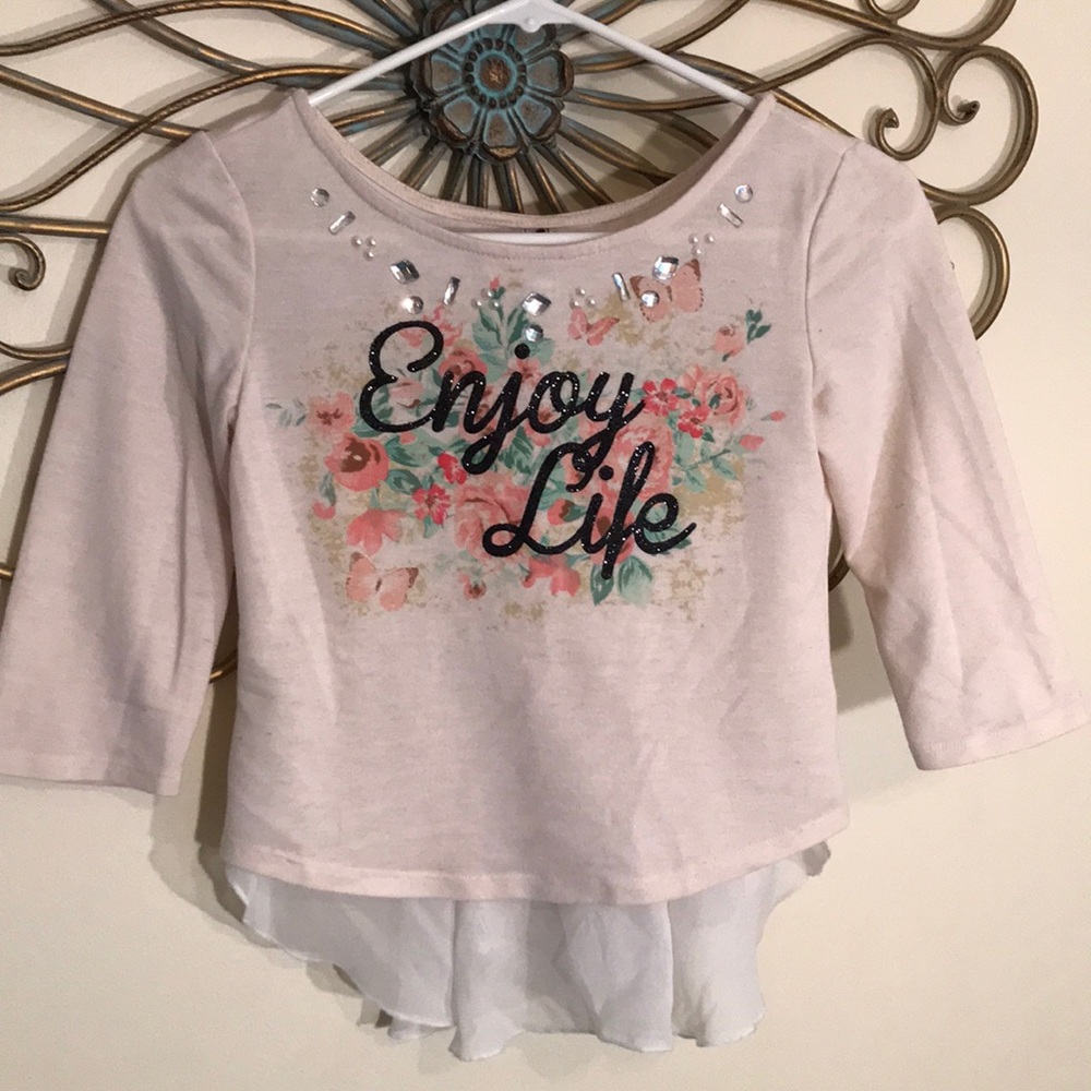 Girls off white Beautees 3/4 sleeve top